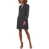 CeCe Long Sleeve Duet Mini Dot Dress