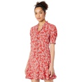 CeCe Puff Sleeve V-Neck Printed Dress with Ties