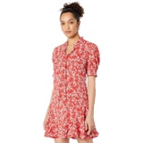 CeCe Puff Sleeve V-Neck Printed Dress with Ties