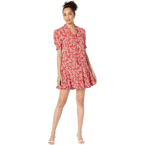  CeCe Puff Sleeve V-Neck Printed Dress with Ties