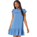 CeCe Short Sleeve Ruffled Mock Neck Dress