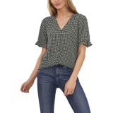 CeCe Short Sleeve Button Front Blouse