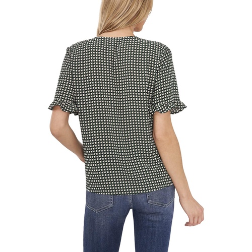  CeCe Short Sleeve Button Front Blouse