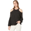 CeCe Cold-Shoulder Clip Blouse