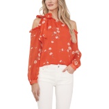 CeCe Cold-Shoulder Bow Blouse