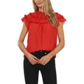 CeCe Shirred Ruffle Yoke Blouse