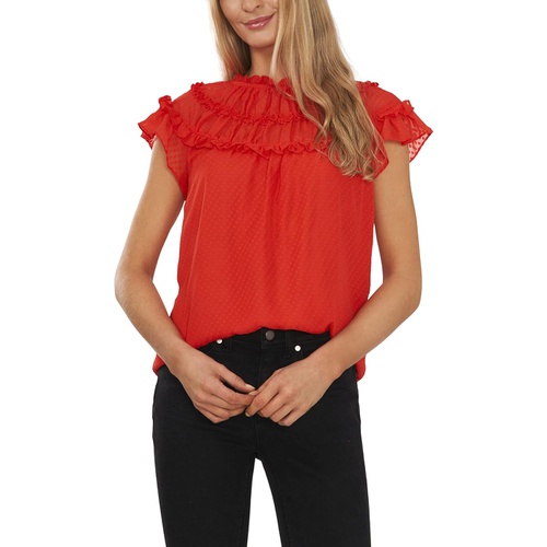  CeCe Shirred Ruffle Yoke Blouse