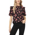 CeCe Flutter Sleeve Blooming Romance Blouse