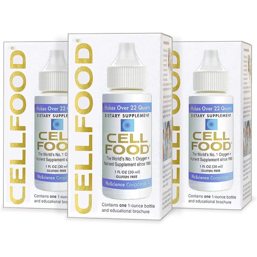  Cellfood Liquid Concentrate - 1 fl oz, 3 Pack - Oxygen + Nutrient Supplement - Supports Immune System, Energy, Endurance, Hydration & Overall Health - Gluten Free, Non-GMO, Kosher