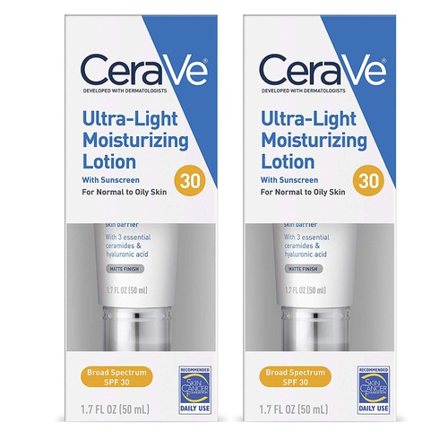  CeraVe Face Moisturizer with SPF 30 | 1.7 Ounce | Light-Weight Face Lotion with Hyaluronic Acid | Fragrance Free (2 Pack)