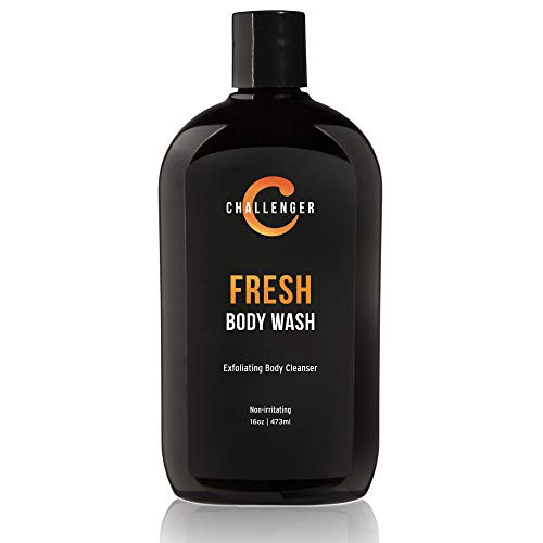  Challenger Men’s Fresh Body Wash, 16 Ounce | Exfoliating Cleanser with Aloe, Vitamin E, Tea Tree & Jojoba Oils | Moisturizing, Scrubbing Lather for Smooth, Strong Skin | Gentle Cle