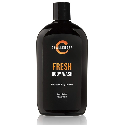  Challenger Men’s Fresh Body Wash, 16 Ounce | Exfoliating Cleanser with Aloe, Vitamin E, Tea Tree & Jojoba Oils | Moisturizing, Scrubbing Lather for Smooth, Strong Skin | Gentle Cle