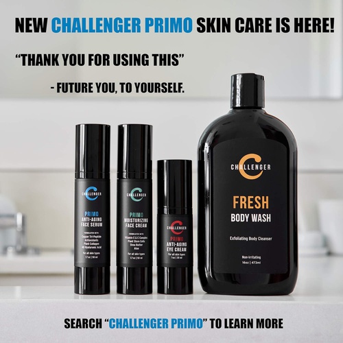  Challenger Men’s Fresh Body Wash, 16 Ounce | Exfoliating Cleanser with Aloe, Vitamin E, Tea Tree & Jojoba Oils | Moisturizing, Scrubbing Lather for Smooth, Strong Skin | Gentle Cle