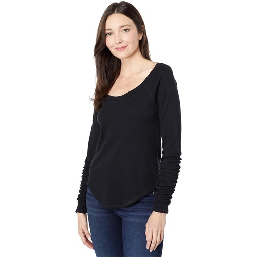  Chaser Sustainable Vintage Rib Shirred Long Sleeve Tee