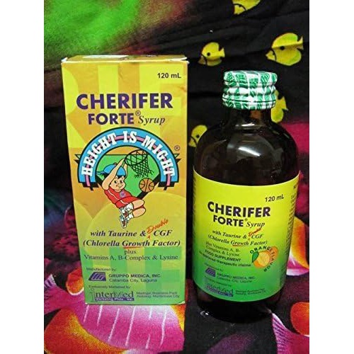  CHERIFER Forte Syrup with Chlorella Growth Factor, Taurine & Lysine Orange Flavor 120ml