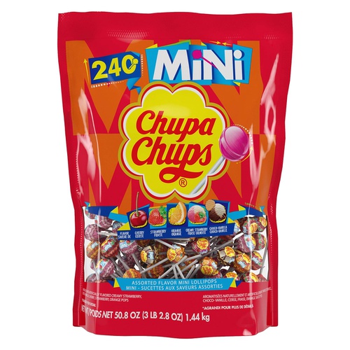  Chupa Chups Mini Lollipops, 240 Bulk Candy Suckers for Kids, Cremosa Ice Cream, 7 Assorted Creamy Flavors, Variety Pack for Gifting, Parties, Office, 240 Count