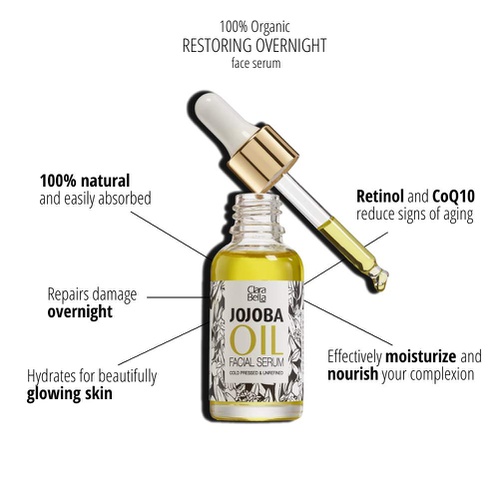  Clara Bella Health Organic Jojoba Oil Facial Serum -100% Pure - Anti Aging Serum - Intense Hydration Face Serum (Pro Formula)