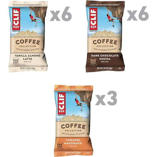  CLIF BARS with 1 Shot of Espresso - Energy Bars - Coffee Collection Variety Pack - 65 mgs of Caffeine Per Bar - Made with Organic Oats - Plant Based Food- Kosher (2.4 Ounce Breakfa