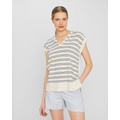 Stripe Sleeveless Cashmere Hoodie