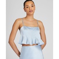 Silk Charmeuse Cropped Flounce Tank