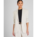 Relaxed Single Breasted Linen-Blend Blazer