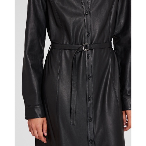 클럽모나코 Leather Midi Shirt Dress