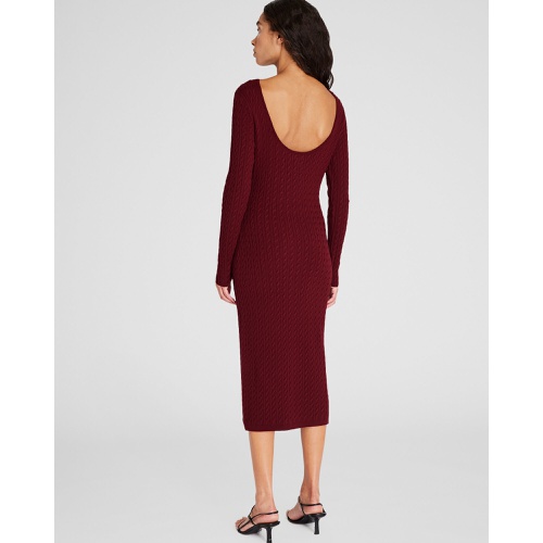 클럽모나코 Open-Back Cable Knit Midi Dress