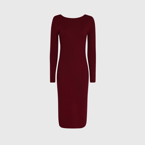 클럽모나코 Open-Back Cable Knit Midi Dress