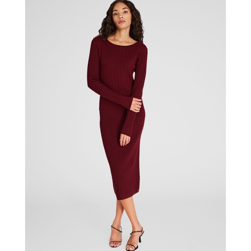 클럽모나코 Open-Back Cable Knit Midi Dress