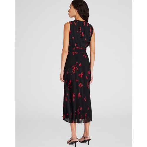 클럽모나코 Pleated Floral Print Crepe Midi Dress