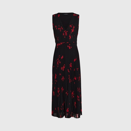 클럽모나코 Pleated Floral Print Crepe Midi Dress