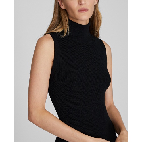 클럽모나코 Sleeveless Merino Wool Turtleneck Midi Dress