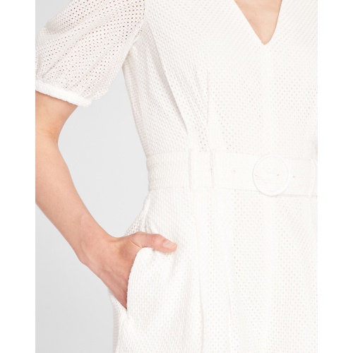 클럽모나코 Belted Puff Sleeve Eyelet Romper