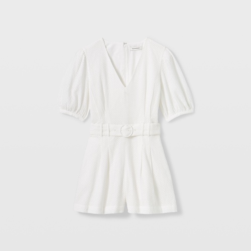 클럽모나코 Belted Puff Sleeve Eyelet Romper