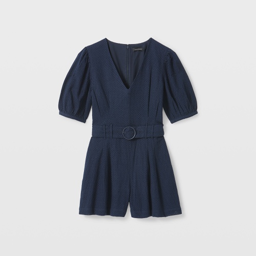 클럽모나코 Belted Puff Sleeve Eyelet Romper