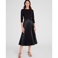 Pleated Faux-Leather Midi Skirt