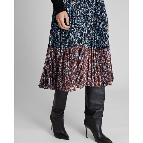 클럽모나코 Two-Tone Floral Pleated Skirt