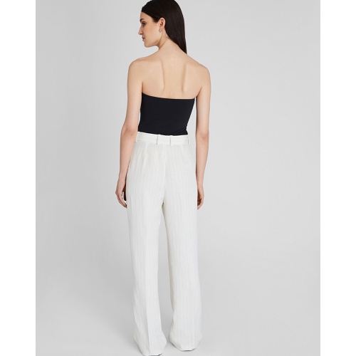 클럽모나코 Pinstripe Pleated Linen Blend Trouser