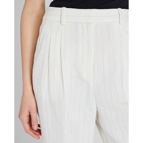 클럽모나코 Pinstripe Pleated Linen Blend Trouser