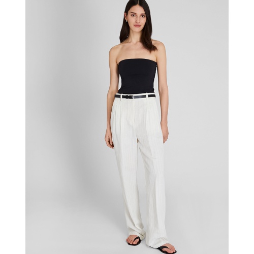 클럽모나코 Pinstripe Pleated Linen Blend Trouser