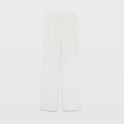 클럽모나코 Pinstripe Pleated Linen Blend Trouser