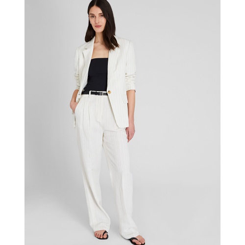 클럽모나코 Pinstripe Pleated Linen Blend Trouser