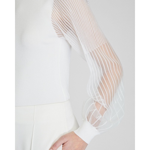 클럽모나코 Ribbed Sheer Sleeve Sweater