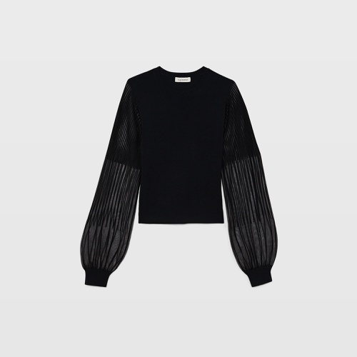 클럽모나코 Ribbed Sheer Sleeve Sweater