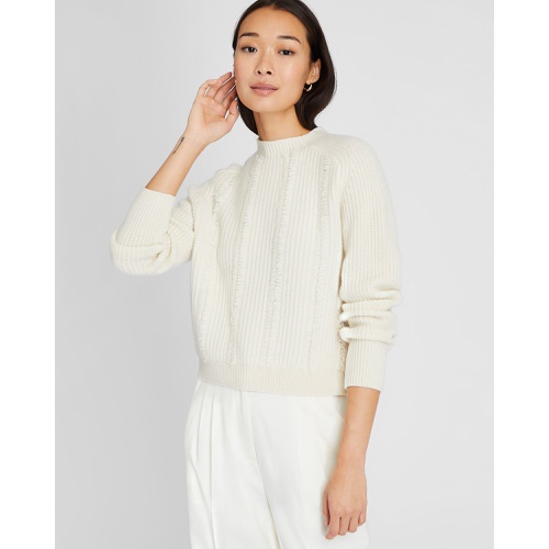 클럽모나코 Cashmere Cropped Fringe Sweater