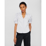 Button Front Puff Sleeve Shirt