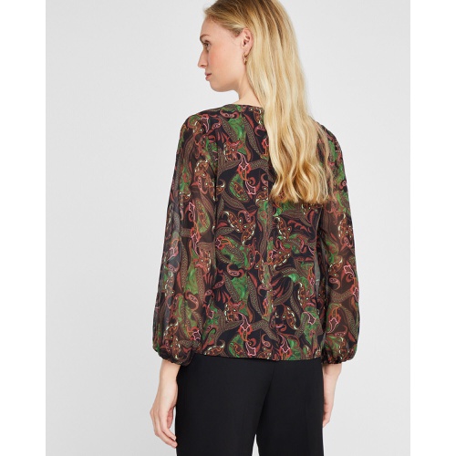 클럽모나코 Printed Silk Button Detail Blouse