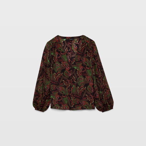 클럽모나코 Printed Silk Button Detail Blouse