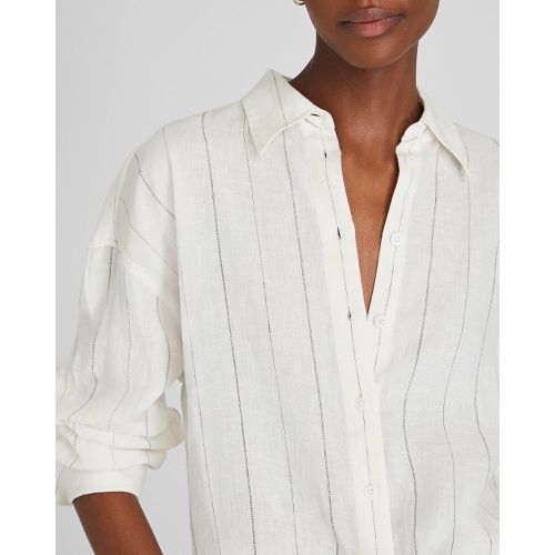 클럽모나코 Striped Linen Button-Down Shirt