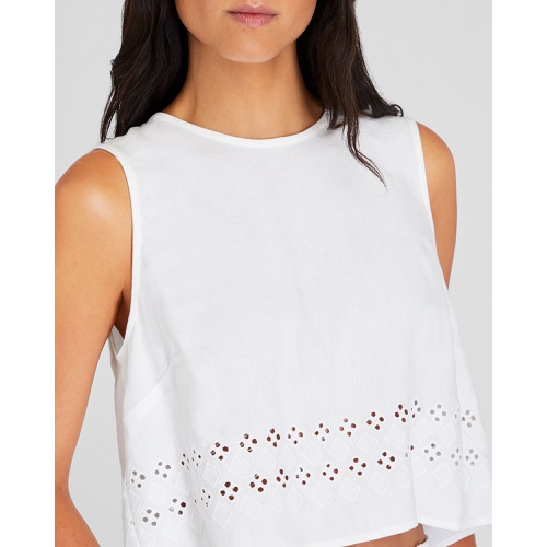 클럽모나코 Linen Eyelet Cropped Shell Top